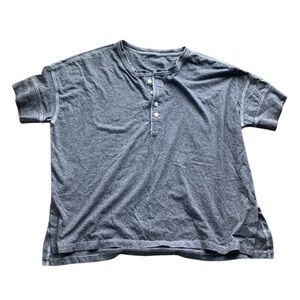 American Eagle Quarter Button Up Gray Shirt